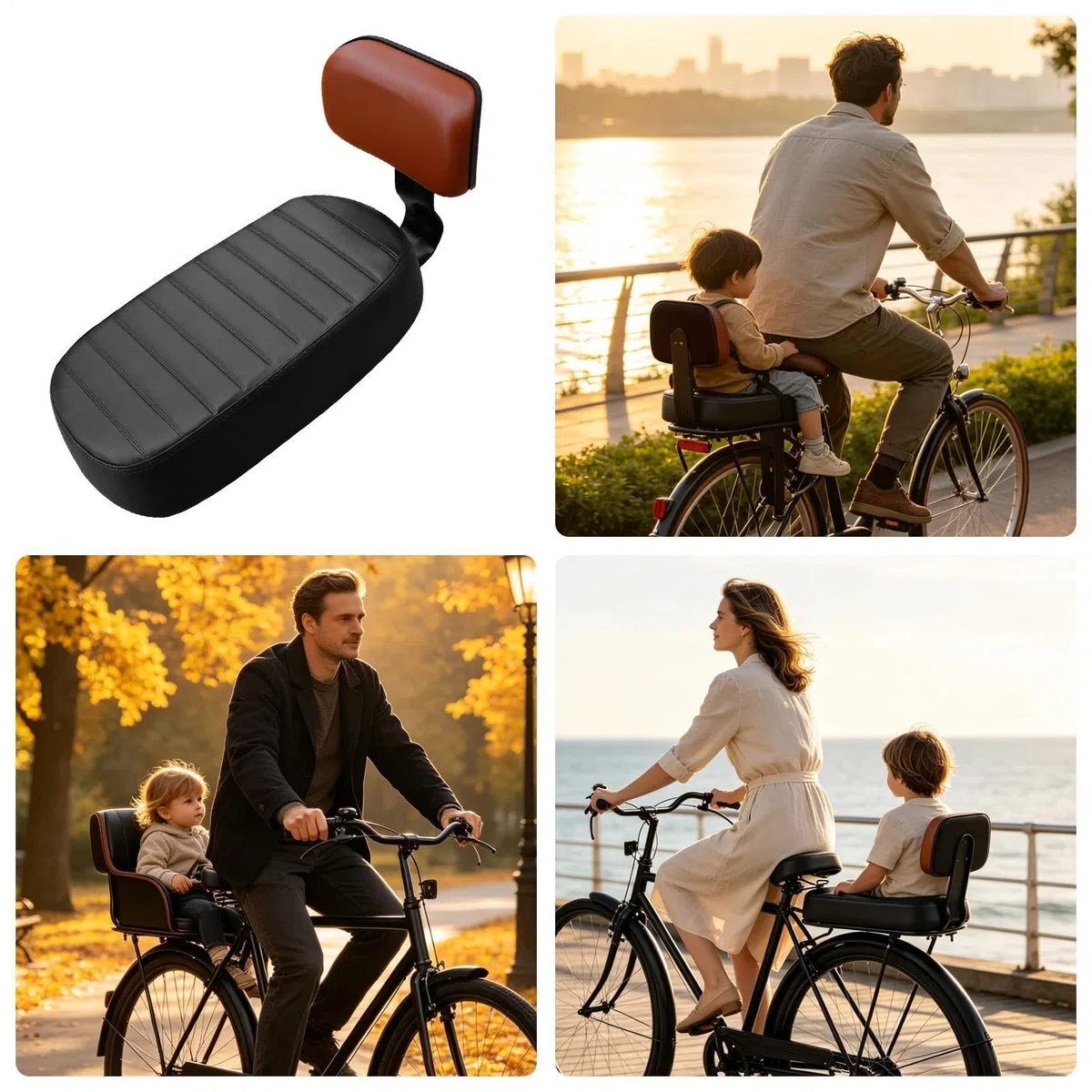 Seggiolino Bici Posteriore Sella Di Ricambio Regolabile Con Cinghie | Sedile Passeggero con Schienale Antiscivolo Per Bambini, Ragazzi E Giovani Ciclismo Su Strade All'Aperto Per Lunghi Tragitti