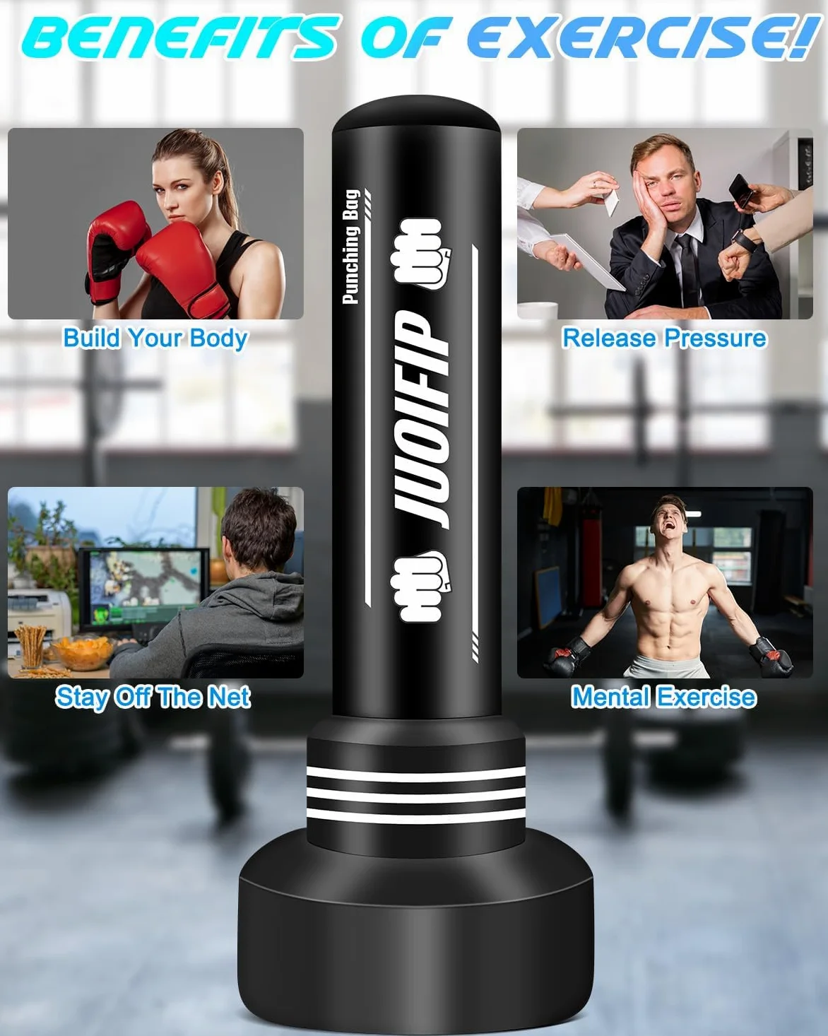 Sacco da boxe da 180 cm per adulti con guanti da boxe, sacco da boxe da terra autoportante sacco gonfiabile per allenamento MMA Muay Thai Fitness