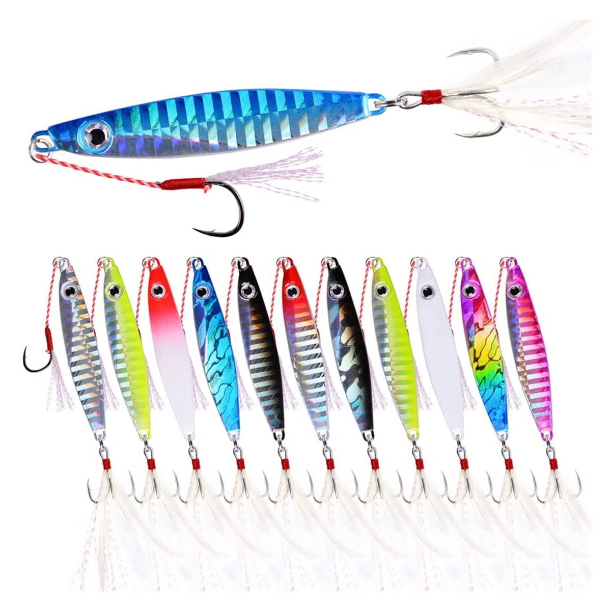 INEOUT 12 Pezzi di Esche da Pesca in Metallo jig 7g 12g 17g 22g 30g 40g Cucchiaio Mare Bait Sink Parker Bass