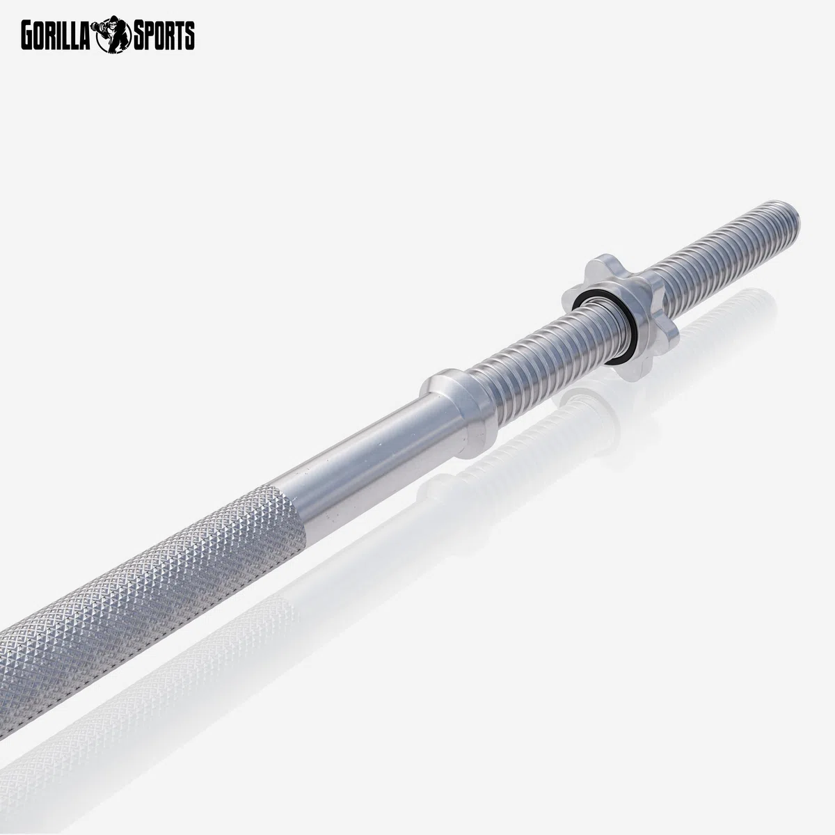 GORILLA SPORTS Barra per bilanciere lunga, diametro: 30 mm, lunghezza: 150 cm, 180 cm, 200 cm, con 2 chiusure a stella, portata massima: 200 kg, cromata, barra per manubrio lunga