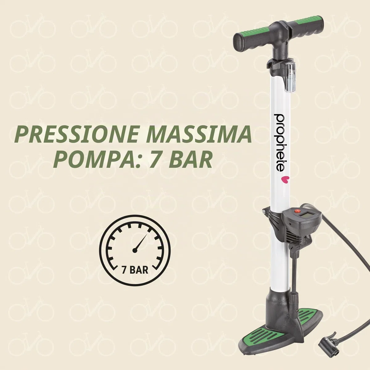 Prophete Hochleistungs-Alu-Standluftpumpe mit Digitalmanometer, Pompa ad Aria per Bicicletta. Unisex-Adulto, Argento/Nero, M