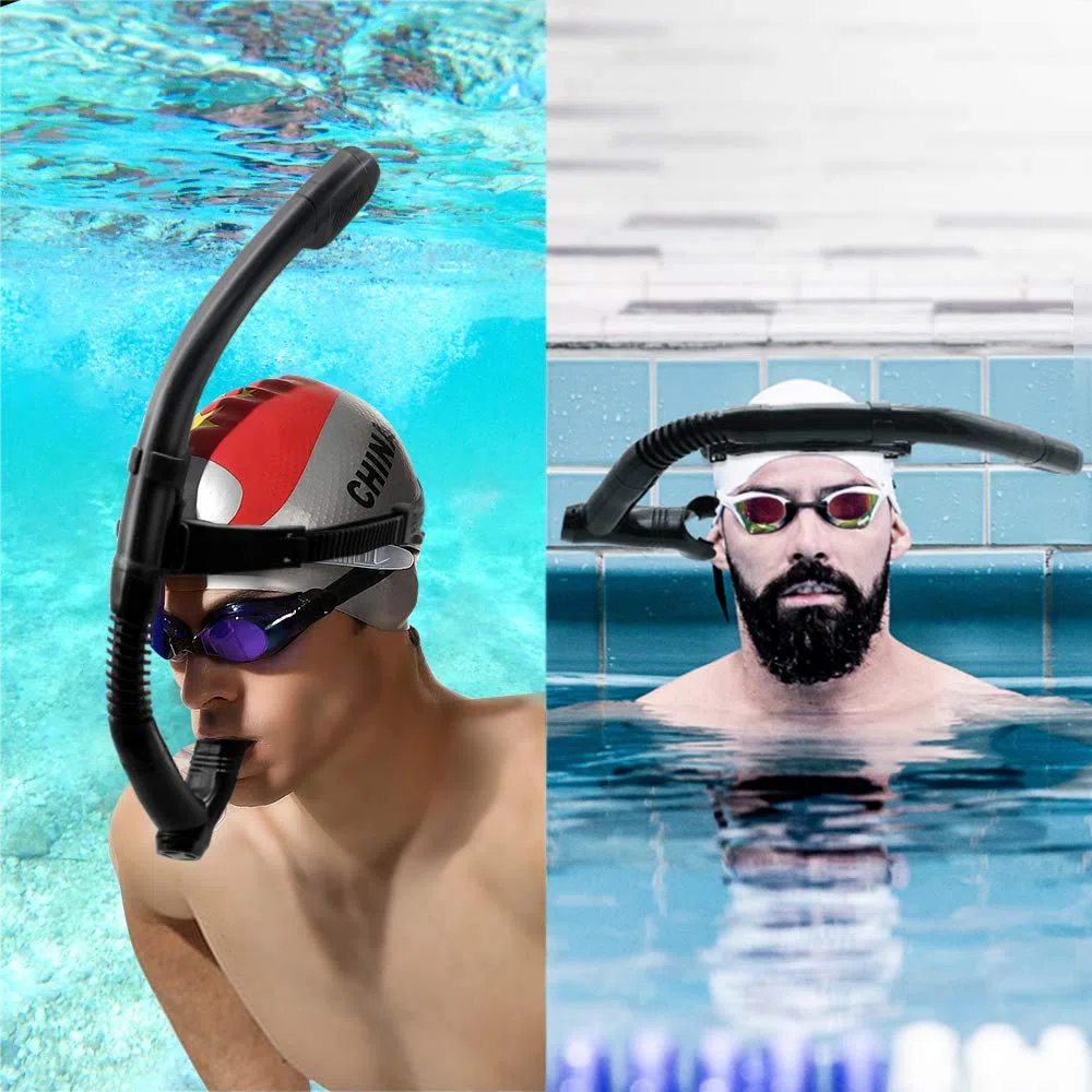 Boccaglio da nuoto con funzione di rotazione per allenamento, nuoto, snorkeling, snorkeling, snorkeling, boccaglio comodo per piscina in acque libere
