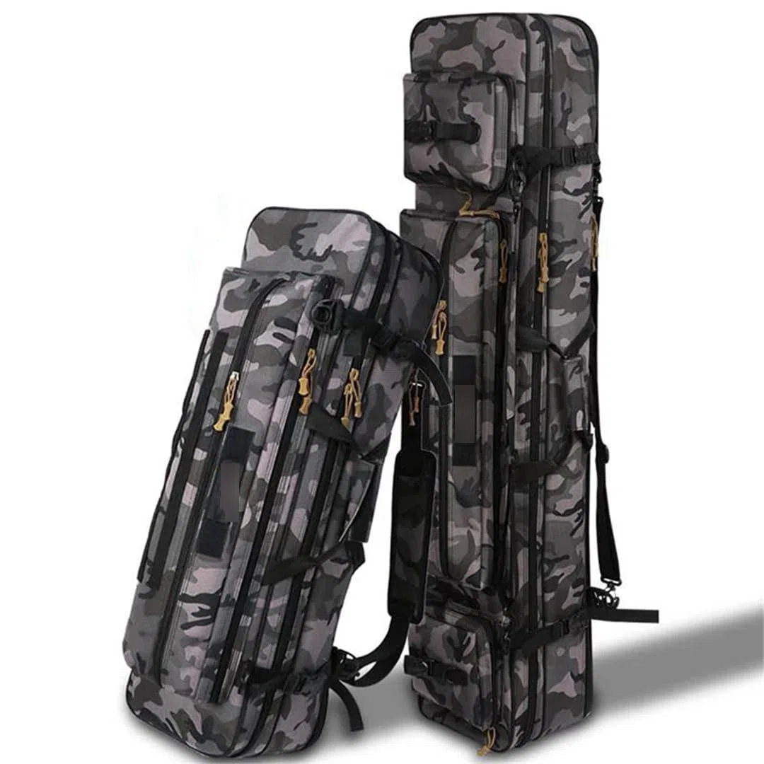 Suwequest Borsa per canna da pesca 70CM-130CM Borse impermeabili multifunzionali Mulinello da pesca Attrezzatura Outdoor Tactical Zaino Custodia di Immagazzinaggio, 70 cm, mimetico a 2 strati