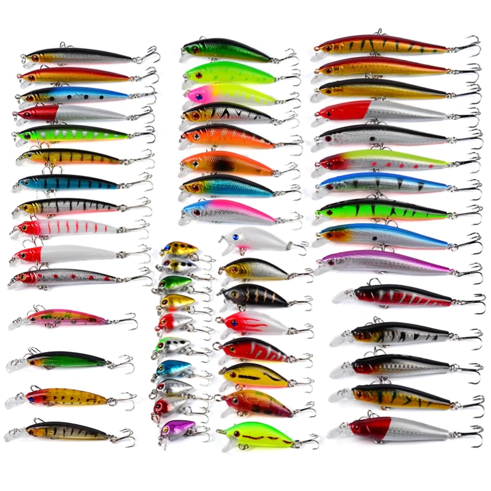 Esche Artificiali Spinning Trota 56 Pezzi Kit di Esche da Pesca - Set di Esche da Pesca Artificiali Spinning Mare Minnow Swimbait da Pesca Artificiale con Crankbaits, Stickbait, Esche Dure