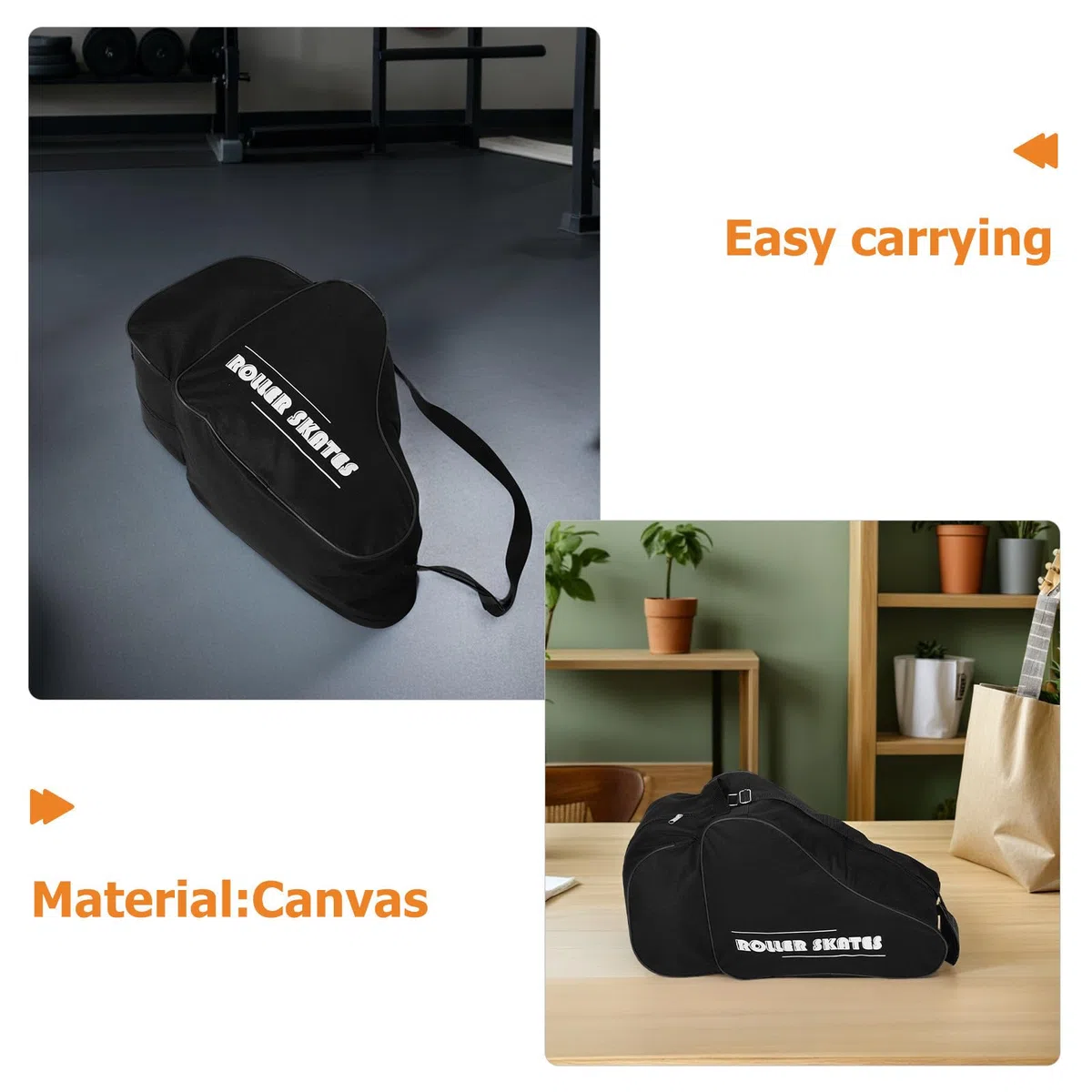 TOYANDONA Borsa per Pattini a Rotelle e Ghiaccio 2 Pezzi Zaino Tracolla Ergonomica Resistente Agli Urti e Multiscomparti Trasporto Organizzato per e Adulti per Allenamenti e Viaggi