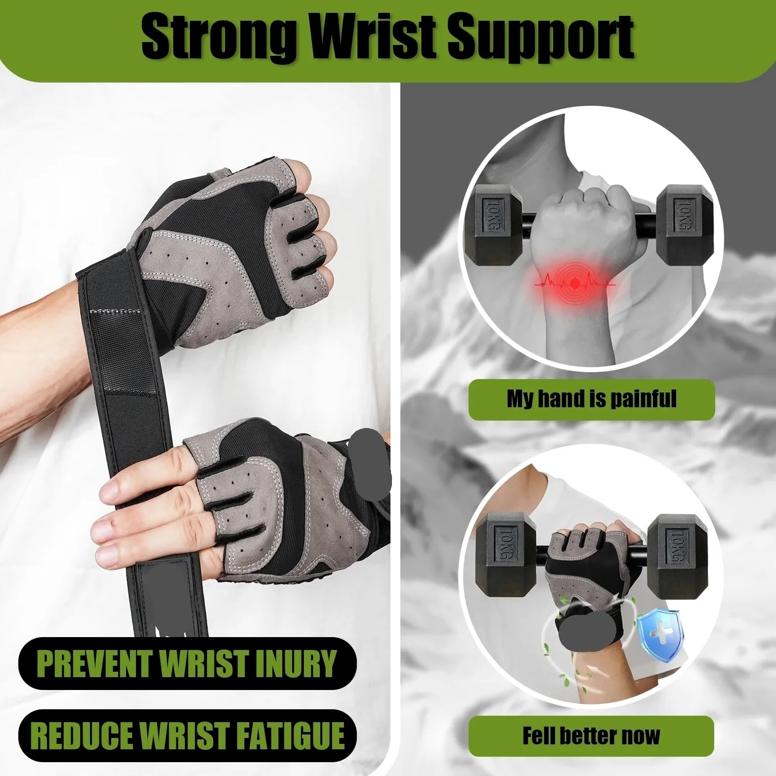 Home Essentials, Guanti da Palestra, Guanti da Fitness, Supporto per Polsi per Allenamento in Palestra - Sollevamento Pesi, Allenamento Traspirante, u