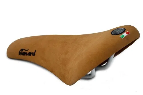 Selle Montegrappa, Sellino per Bici in Vera Pelle Velour Vintage Canard Marrone - Made in Italy
