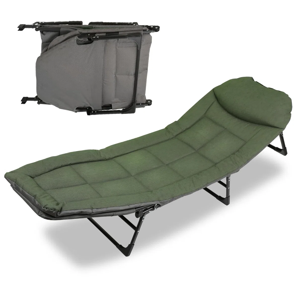 Angelsport - Lettino da pesca alla carpa, 195 x 65 x 32 cm, fino a 160 kg, altezza regolabile, pieghevole, con borsa per il trasporto, per campeggio, pesca, giardini, verde