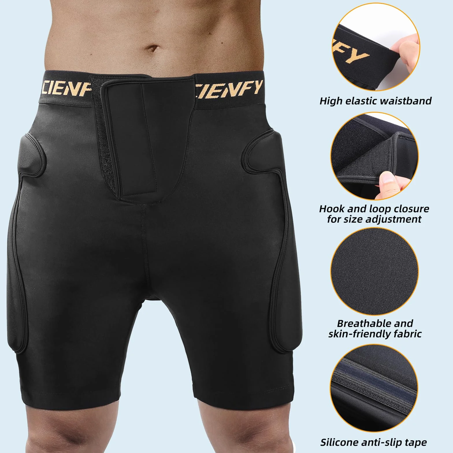 Cienfy Pantaloncini imbottiti protettivi 3D in EVA per sci, pattinaggio, snowboard, skateboard