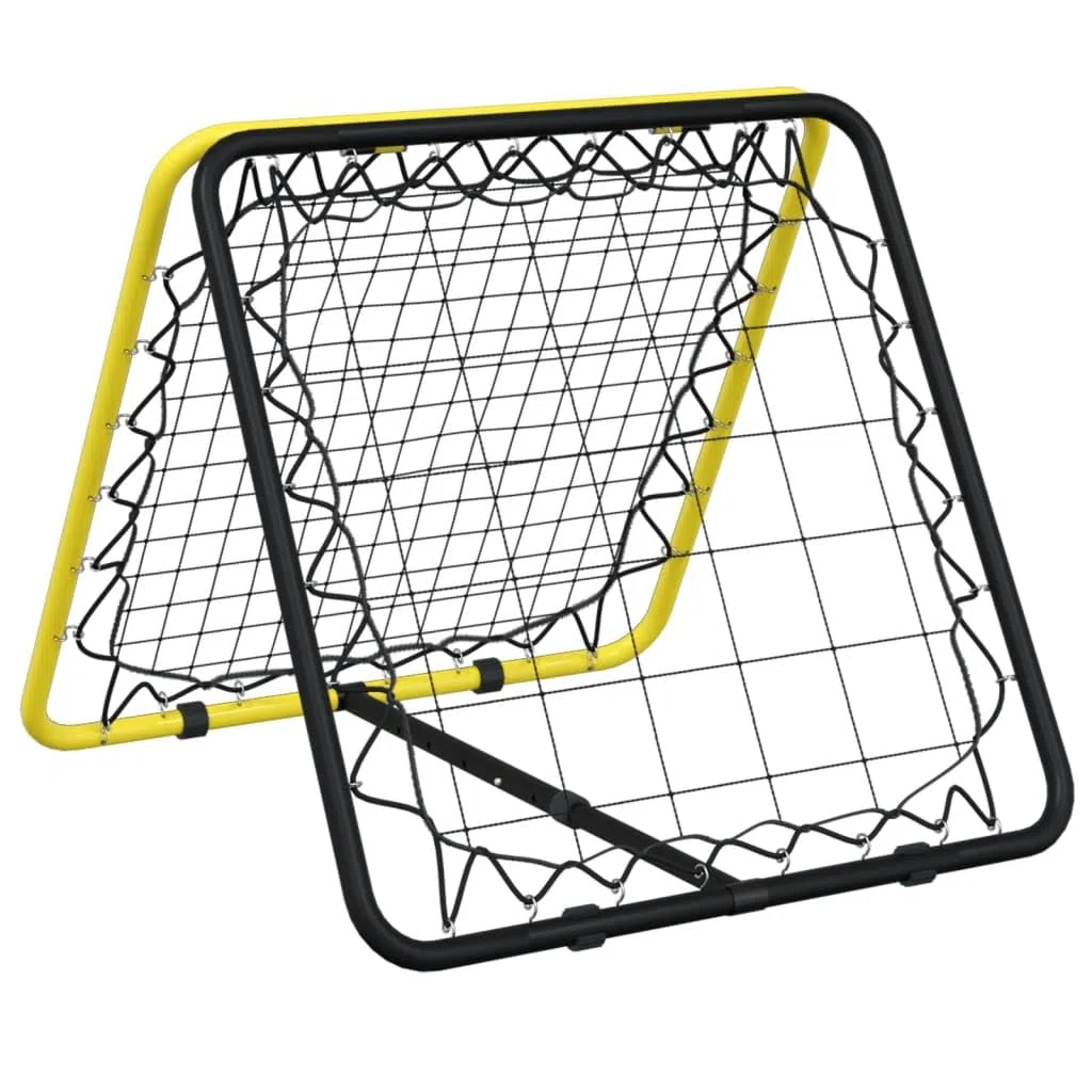 Parete di rimbalzo per calcio, su entrambi i lati, regolabile, giallo/nero, telaio in acciaio per allenamento, tiro e coordinazione