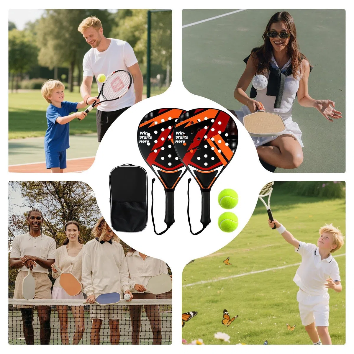 Racchetta Da Tennis Racchette Sportive Leggere e | Set Completo per Per Ricreazione Allenamento Spiaggia Giardino Piscina Uomini e Donne
