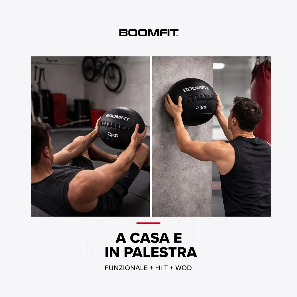 BOOMFIT Wall Ball 2-15kg | Palla Medica per Crossfit e Allenamento Funzionale | Pelle Sintetica Antiscivolo per WOD e HIIT | Attrezzatura Palestra Casa Professionale | Diametro 35cm