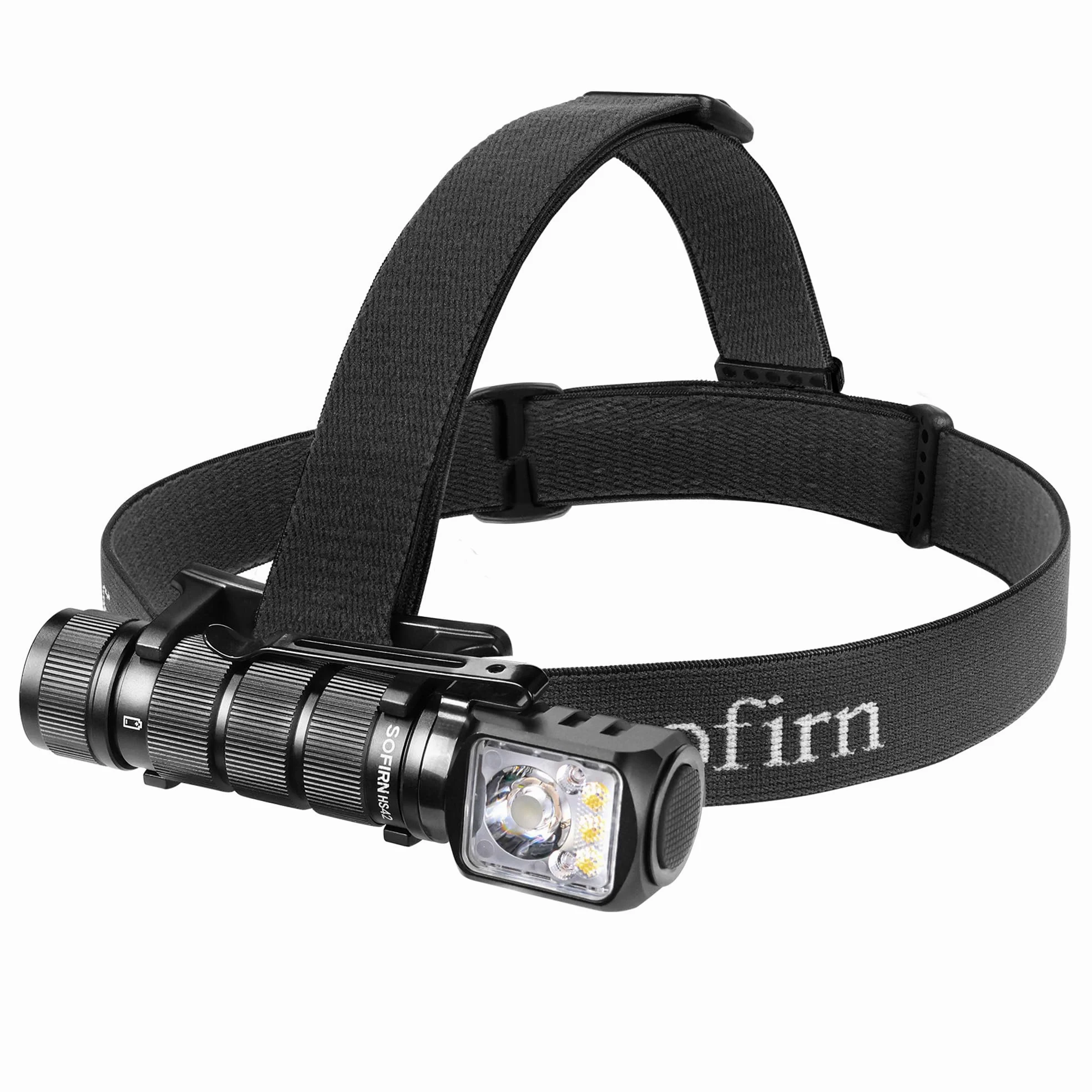 Sofirn HS42 - Lampada frontale ricaricabile con luce rossa, doppia clip, 2100 lumen, super luminosa, torcia a LED ad angolo retto con base magnetica, luce da campeggio per meccanici, caccia