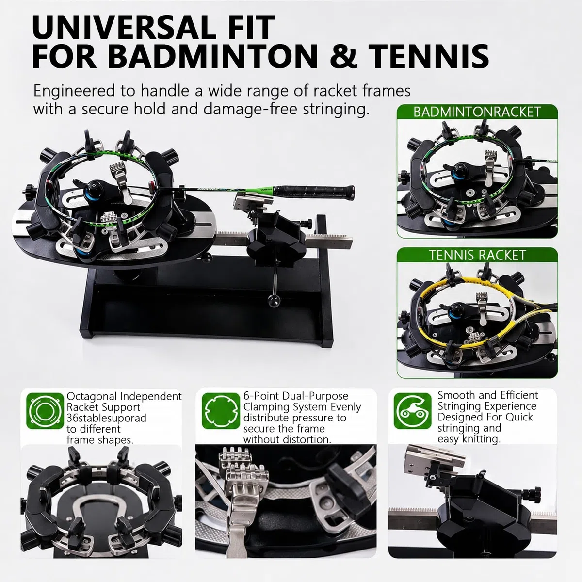 Incordatrice per racchetta da badminton, velocità manuale regolabile con accessori per uso domestico, ideale per principianti auto-stringante, compatta e portatile