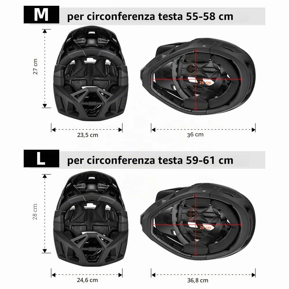 Lixada Casco integrale per adulti, per mountain bike, da corsa, downhill, mountain bike