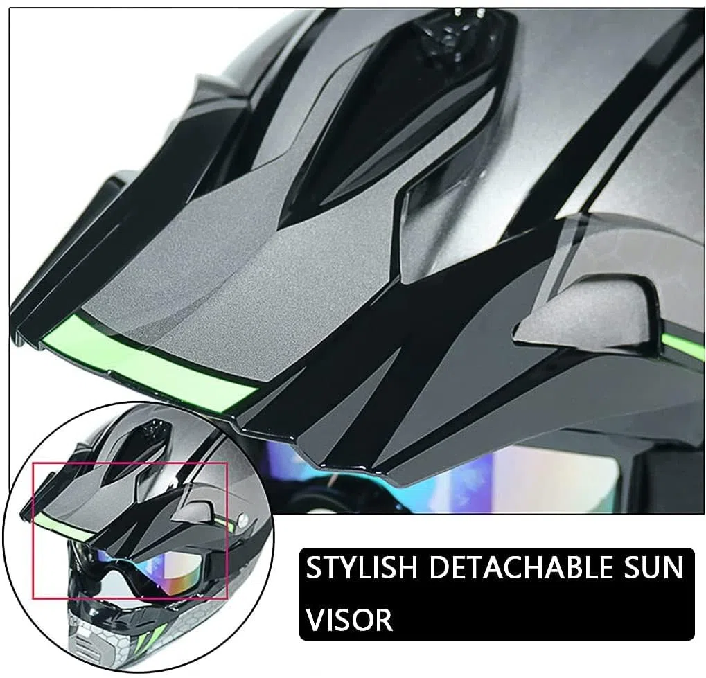 Ragazzi Bambini Integrali MTB Casco da Motocross, con Occhiali Guanti Maschera, Dual Sport Elegante Fuoristrada ATV Moto Caschi, Unisex Downhill Enduro BMX Dirt Bike Casco