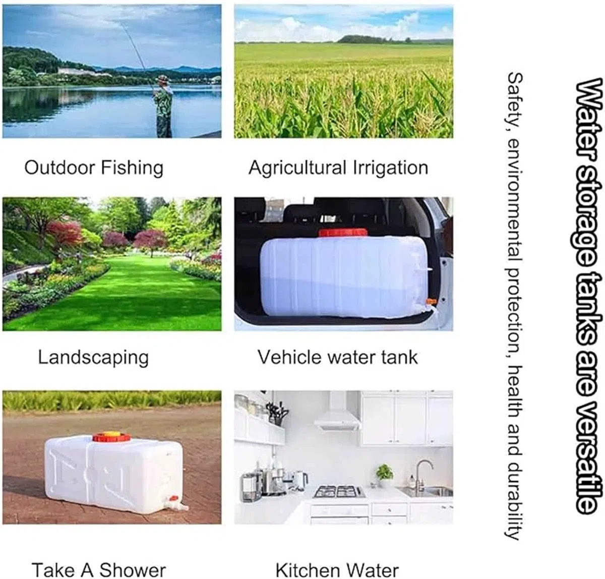 Secchio Acqua Domestico 50L/100L/150L/200L,Contenitore Campeggio Portatile con Rubinetto, Serbatoio All'aperto, Rettangolare Adatto for Auto Viaggio sul Campo(White,50L)