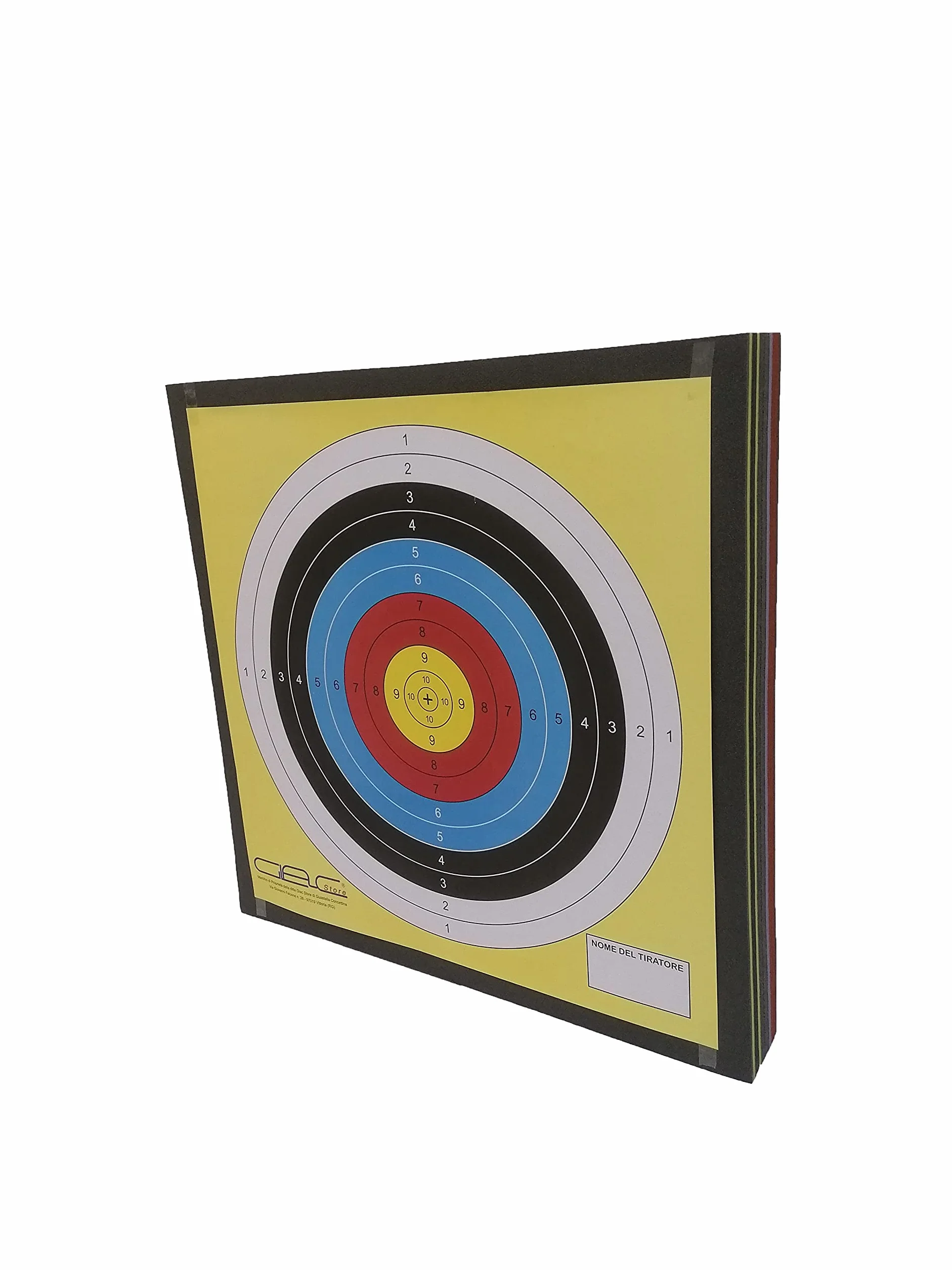 Target Bersaglio Battifreccia Batti Freccia in Schiuma 60x60x7,5cm Nero Tiro con l’Arco e n. 5 Bersagli Target Grande in Carta con Nome Tiratore