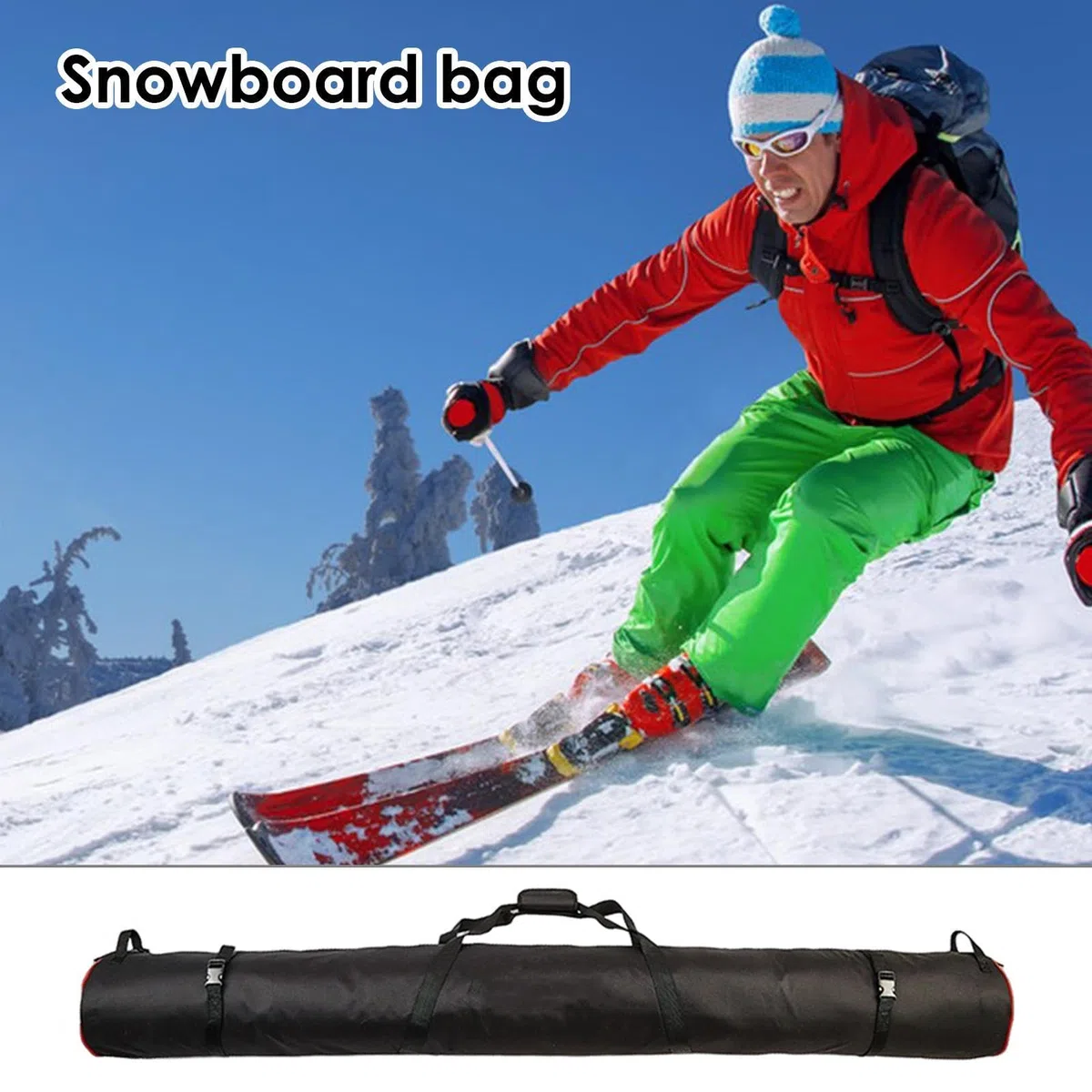 Borsa da sci da neve, fodera impermeabile, portatile, borsa da viaggio per sci, aereo, viaggi, amici, donne, adulti, bambini, attività all'aperto, campeggio, sci