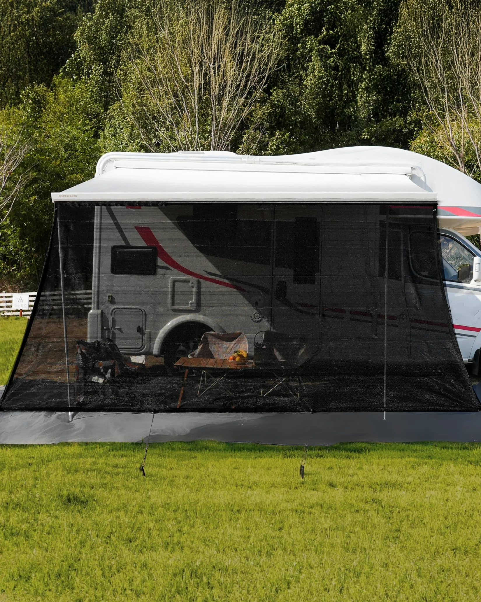 FoundGo Parasole per tenda da campeggio, 200 x 330 cm, schermo frangivista Rail Keder in tela HDPE 220 g/m², Occultation 75% anti-UV, accessorio adatto per campeggio, auto, furgone e roulotte