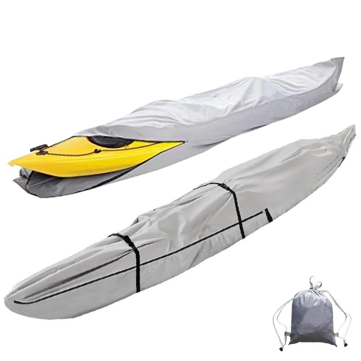 Copertura Kayak Impermeabile 210D Oxford – Telo Protettivo Antipolvere E Anti-UV Per Canoa, Kayak Gonfiabile, Paddle Board, SUP – Custodia Esterno Pieghevole Resistente-Gray||5 m/16ft
