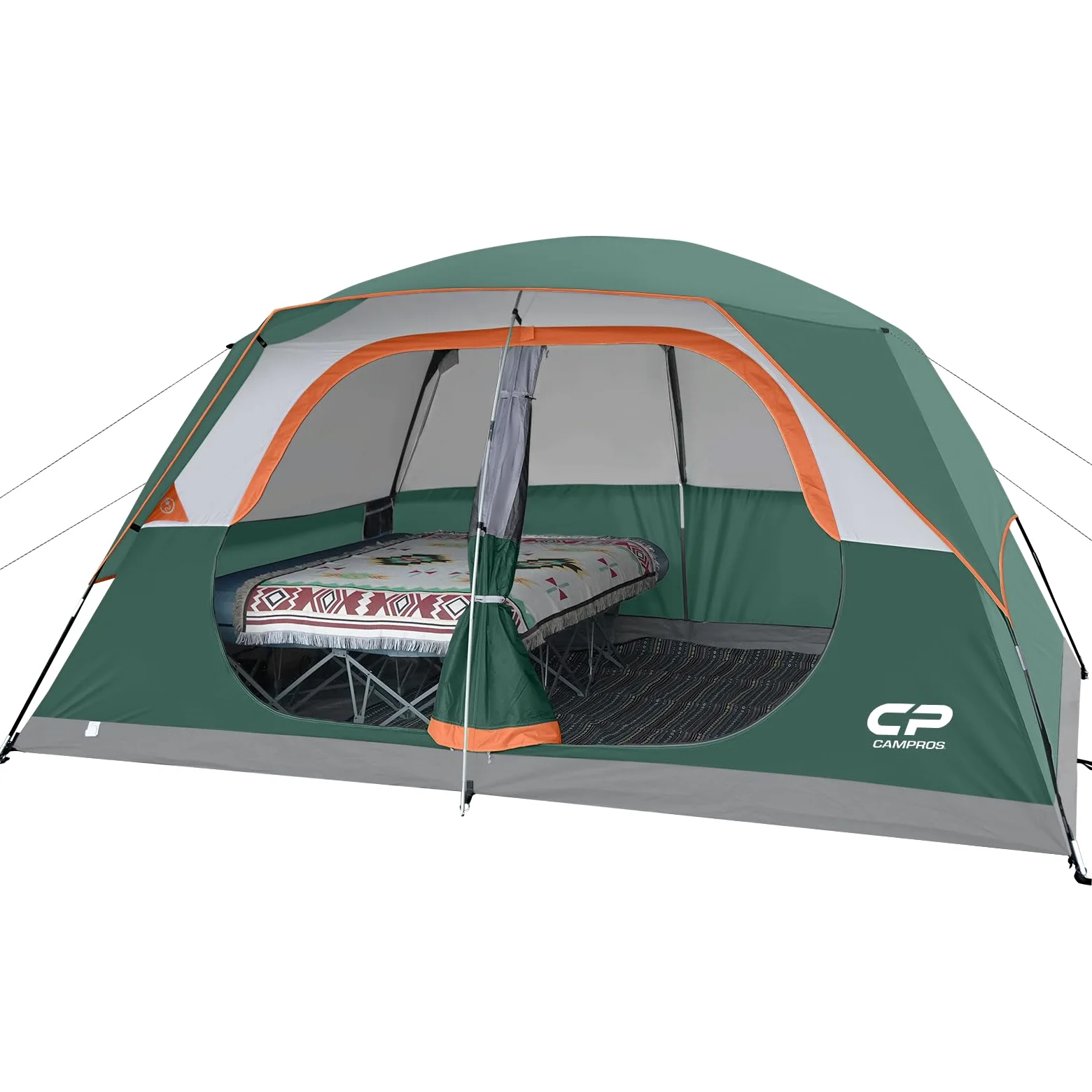 CAMPROS CP Tenda da campeggio per 6/8 persone, impermeabile, antivento, tenda a cupola per famiglie con copertura superiore antipioggia, grandi finestre a rete, doppio strato, facile da montare
