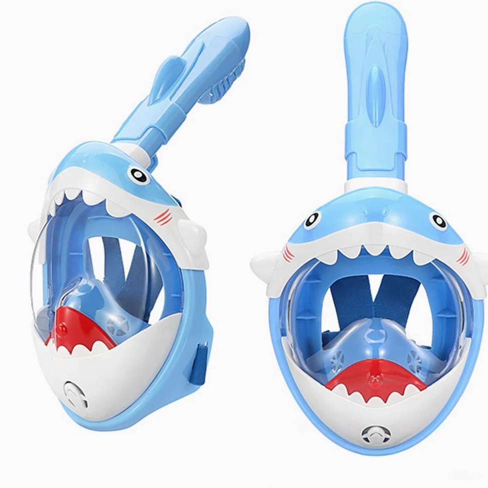 Maschera da Snorkeling Integrale per Bambini, Maschera per Vista Panoramica a 180 Gradi con Dry Top per Respirazione Subacquea, in Silicone Liquido per Uso Alimentare