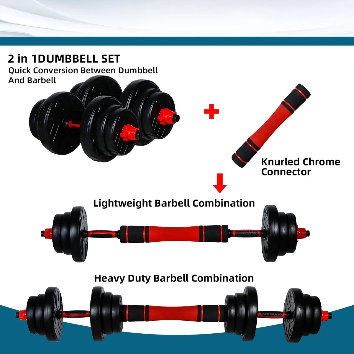 CCLIFE manubri regolabili palestra 2 Set, set di pesi professionale 20/25/30/40kg con manubri corti e barra lunga collegata con tubo in acciaio