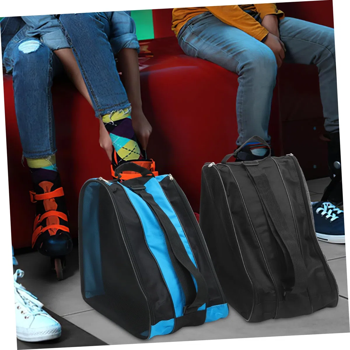 Borsa per Pattini a Rotelle 2 Pezzi Oxford Cerniera, Resistente e Facile da Pulire, Design Semplice alla Moda per Uso All'aperto