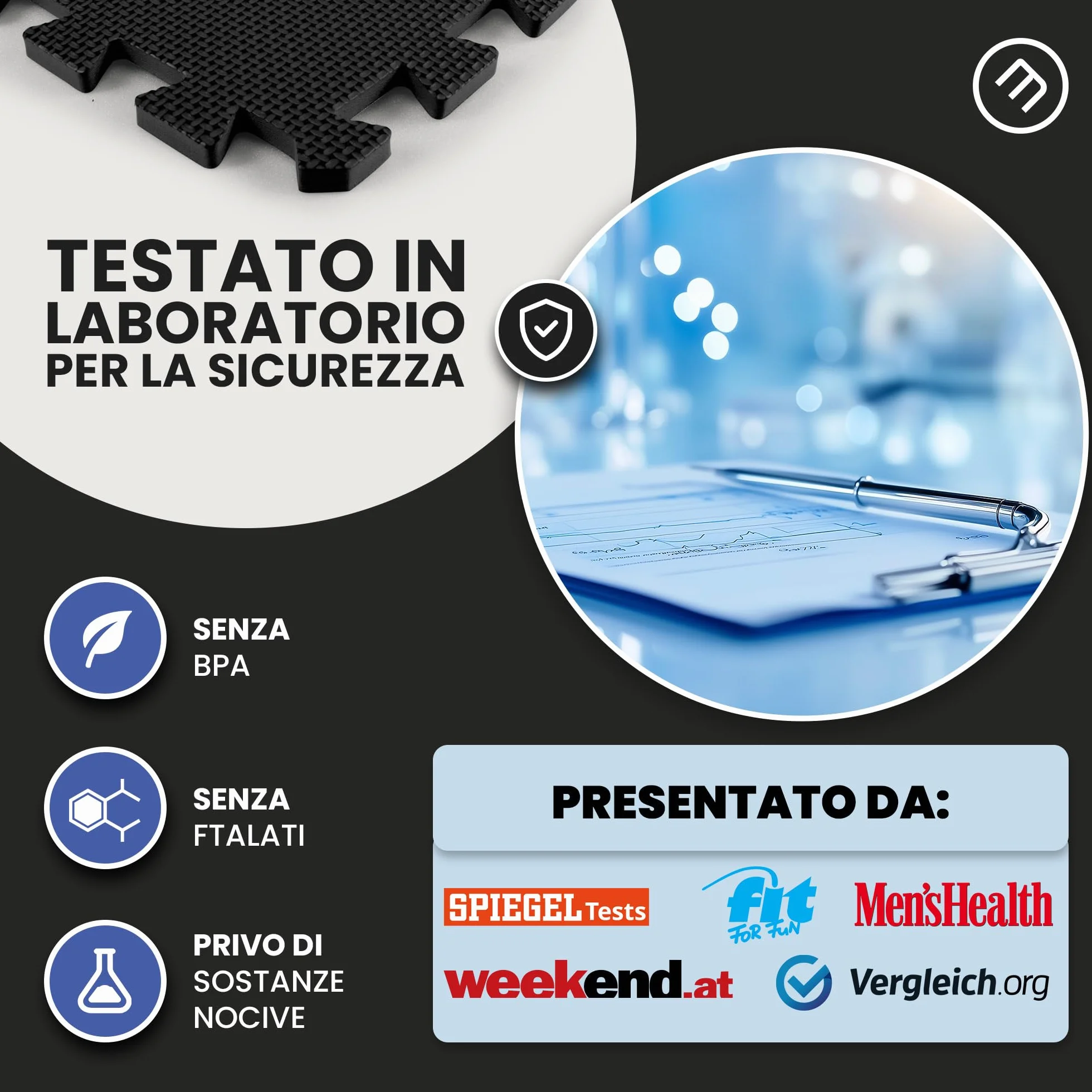 bemaxx Tappeto Palestra Tappetino Fitness da Ginnastica a Puzzle EVA | Pavimento Protettivo Incastro Tatami Allenamento Protezione Sport, Materassino Mattonella Pavimentazione per Home Gym Manubri