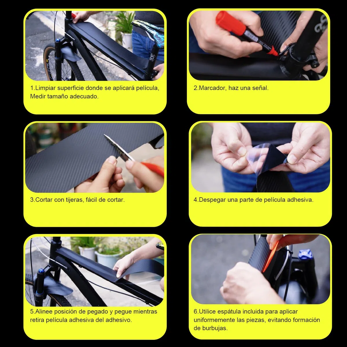 Protezione telaio bicicletta/MTB,Pellicola protettiva per bicicletta,Auto,Automobile,Motociclo,Elettrico,ebike,BMX,Enduro,Strada,Adesivi Protezione Telaio,Carbonio Traslucido.