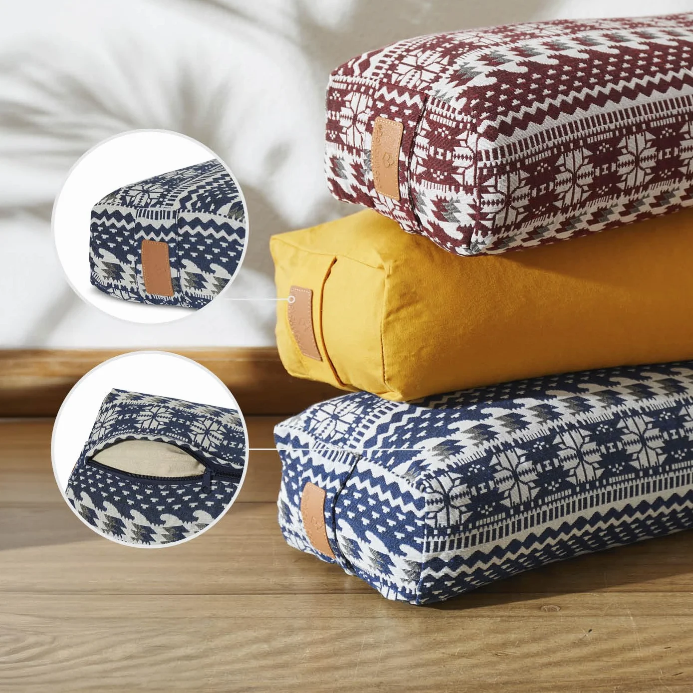 eckiges Yoga Bolster » paravati « con Bio di grano saraceno Shell (KBA)Lunghezza ca 67 cm & diametro ca 13 cm – Ideale come cuscino per YogaZafu Cuscinocuscino da meditazionemeditiations