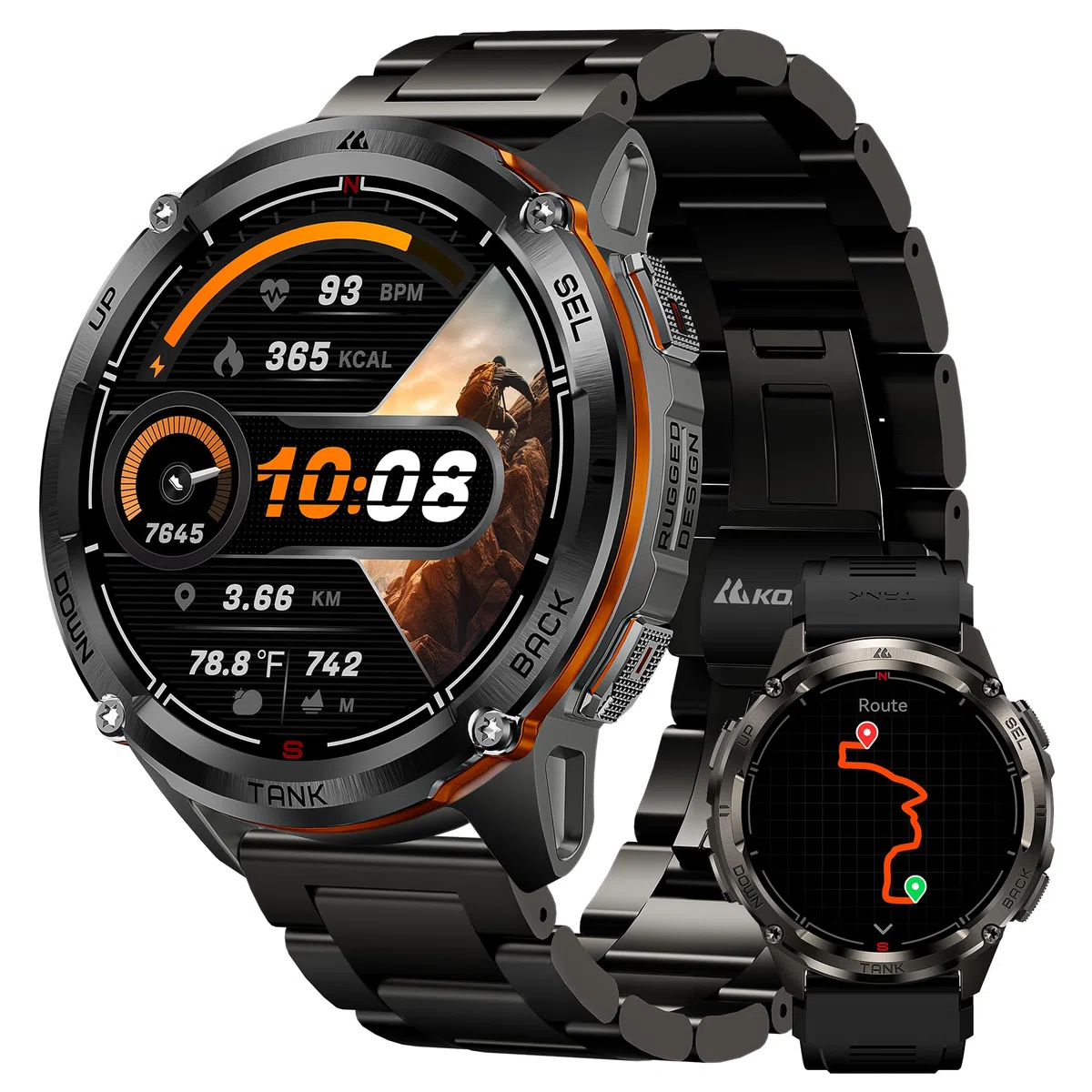 KOSPET TANK T3 ULTRA 2 Smartwatch Uomo Rugged Con GPS, Schermo AMOLED 1,43" | Autonomia 15 Giorni, Impermeabile 5ATM e IP69K, 170+ Modalità Sportive, Compatibile Android & iPhone Doppie cinghie