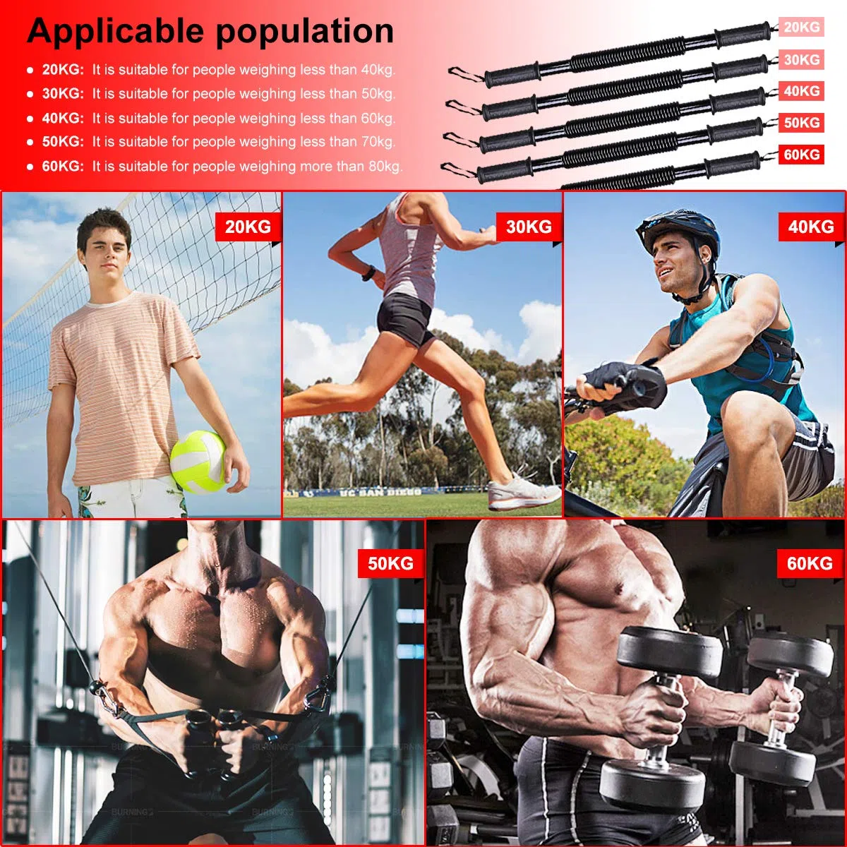 DOBEN Professionale Potenziamento muscolare, Macchine per le braccia, Casa / Palestra Molla Fitness Body Building Allenamento 20 kg, 30 kg, 40 kg, 50 kg, 60 kg, Power Twister, Arm Trainer Dispositivo
