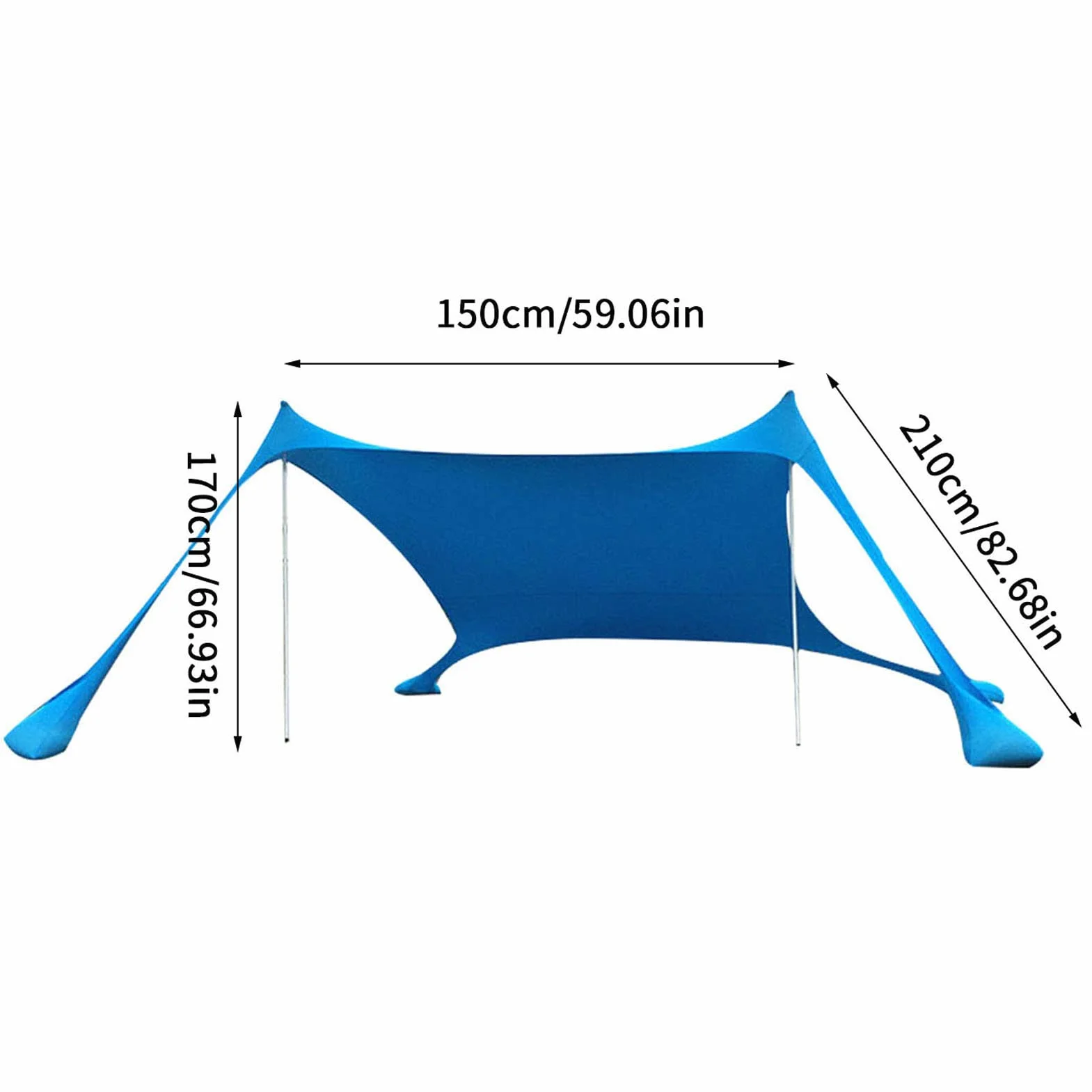 KirdumeTenda da Spiaggia Design Sun Shelter UPF50 Portatile, con Ancoraggio A Sabbia, 2 Pali in Alluminio, Borsa per Il