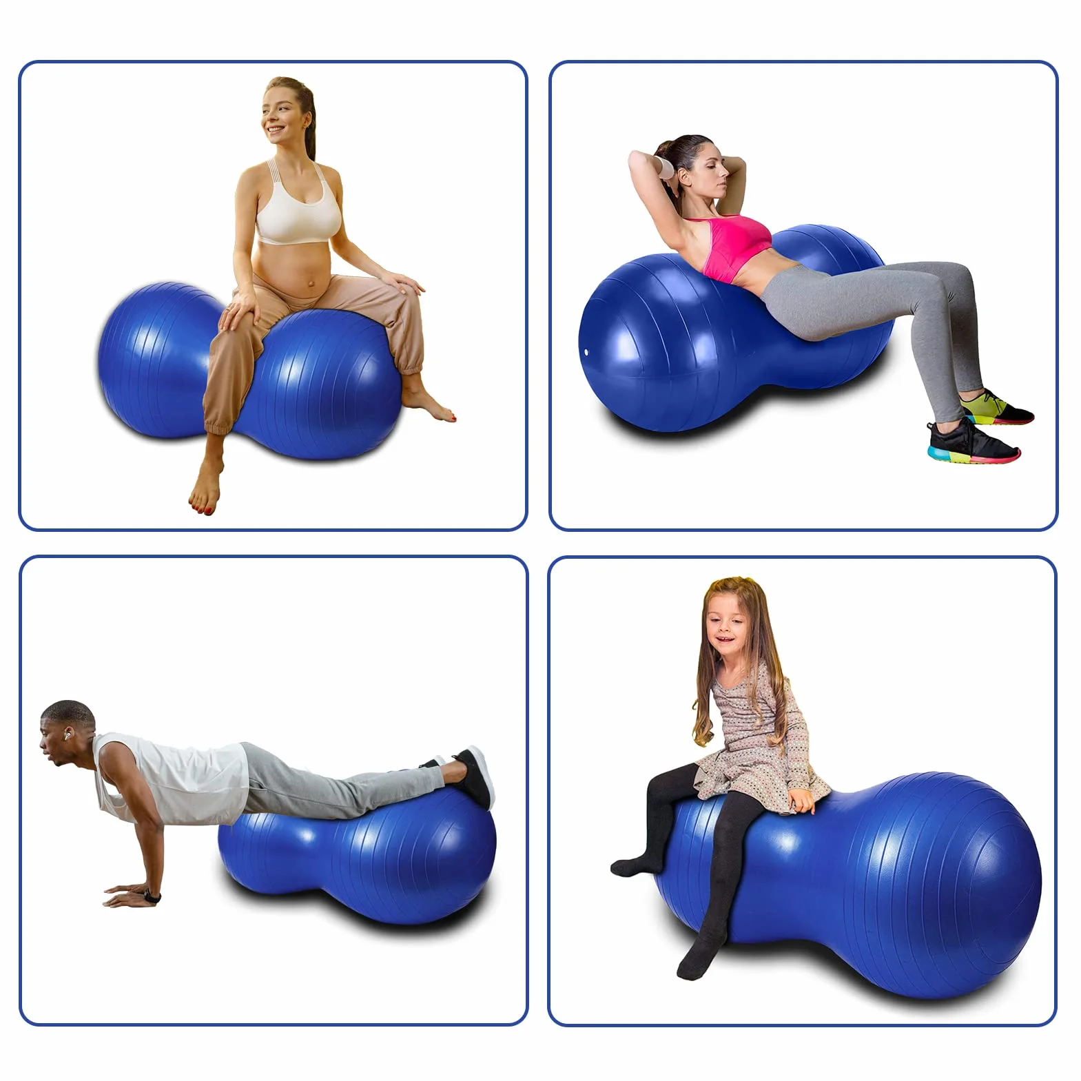 Palla di Arachidi Palla per Esercizi,Palla per Yoga,Palla per Gravidanza,Terapia Fisica,Forza del Core,Fintness in Casa e in Palestra Include Pompa,Viola/Blu/Rosa