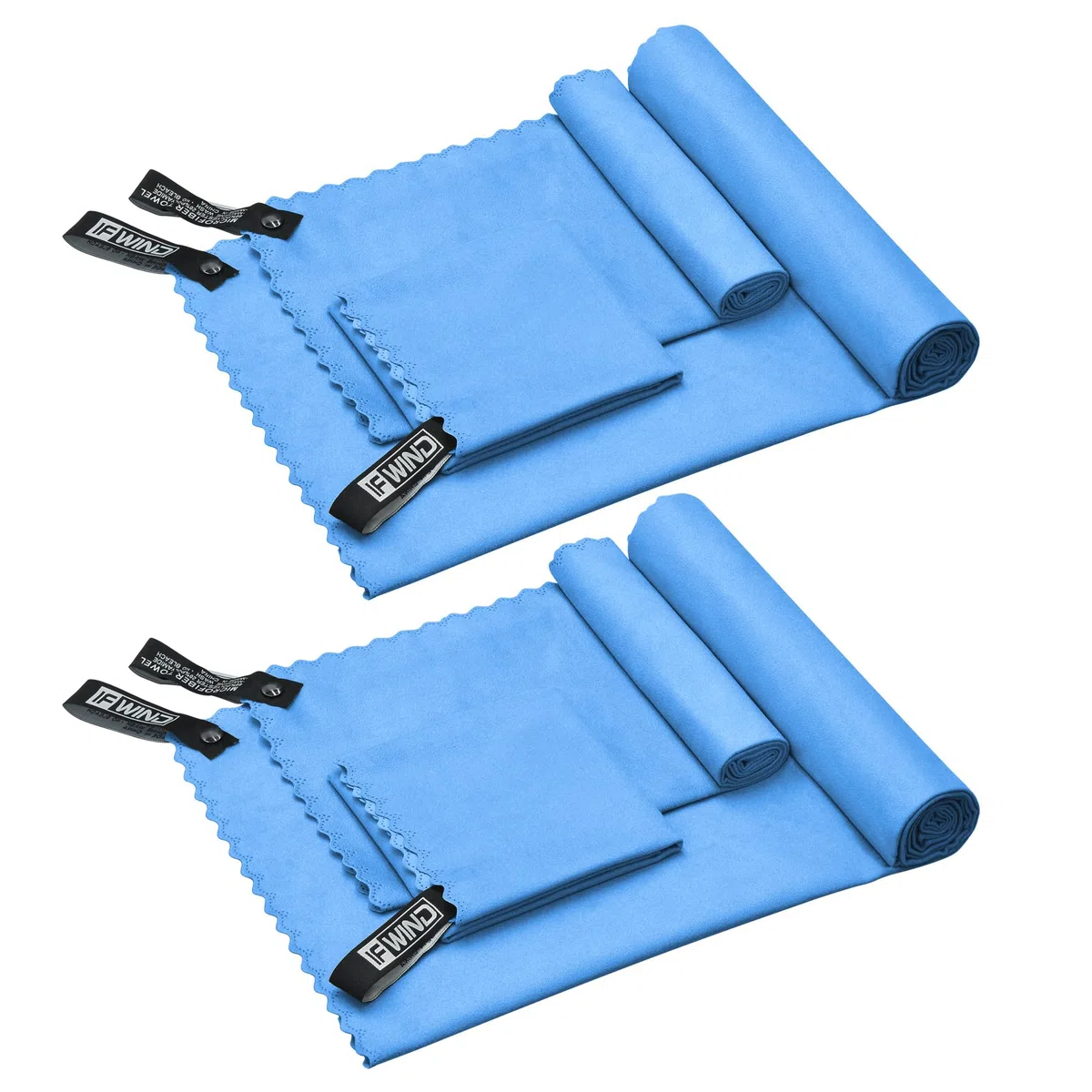 2 set (3 dimensioni in 1 set) asciugamani da campeggio ad asciugatura rapida, 6 asciugamani da viaggio in microfibra (blu navy)