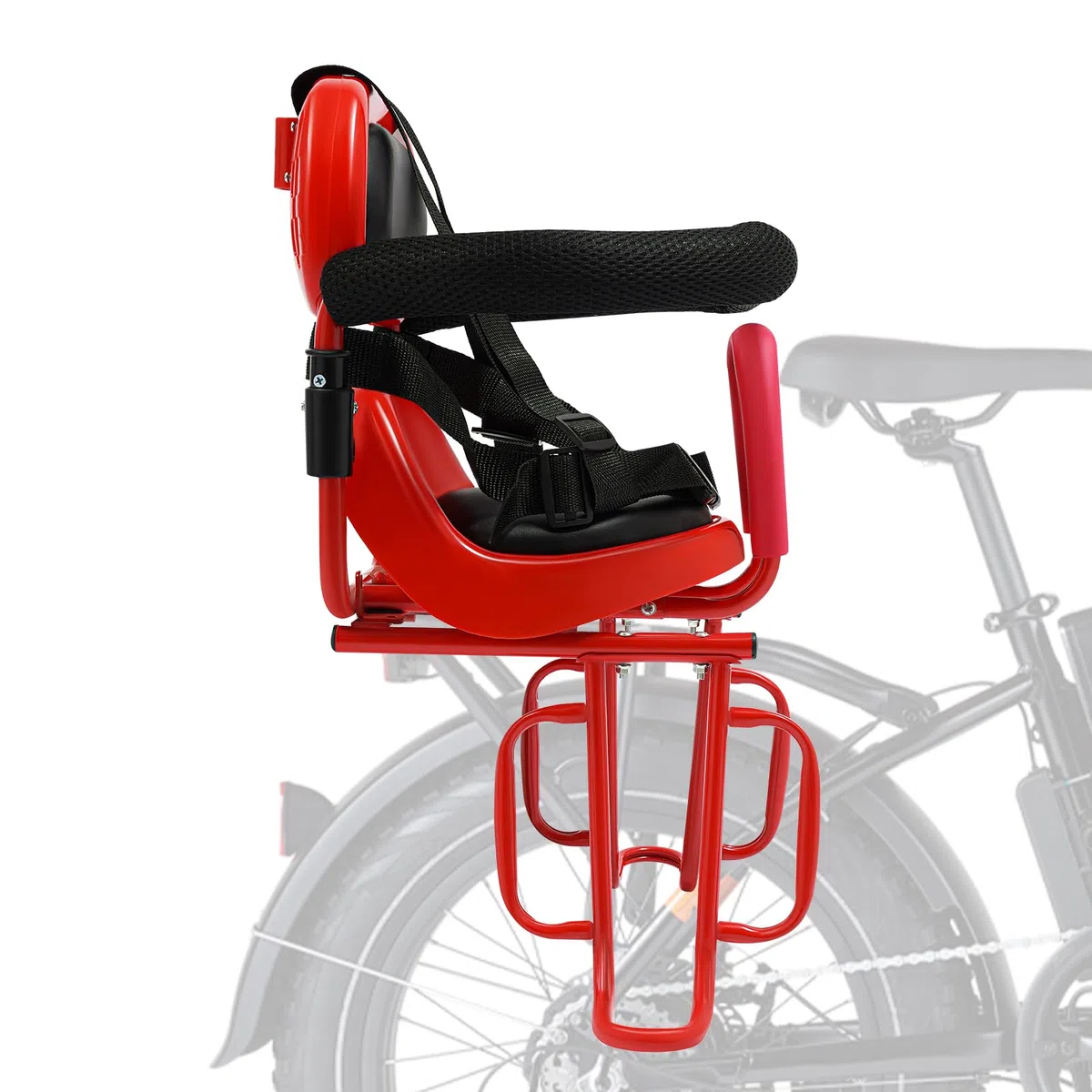 Seggiolino per bicicletta per bambini posteriore con cintura a 4 punti, per bambini da 6 mesi a 6 anni, con poggiapiedi e schienale, per mountain bike, e-bike, bici da corsa