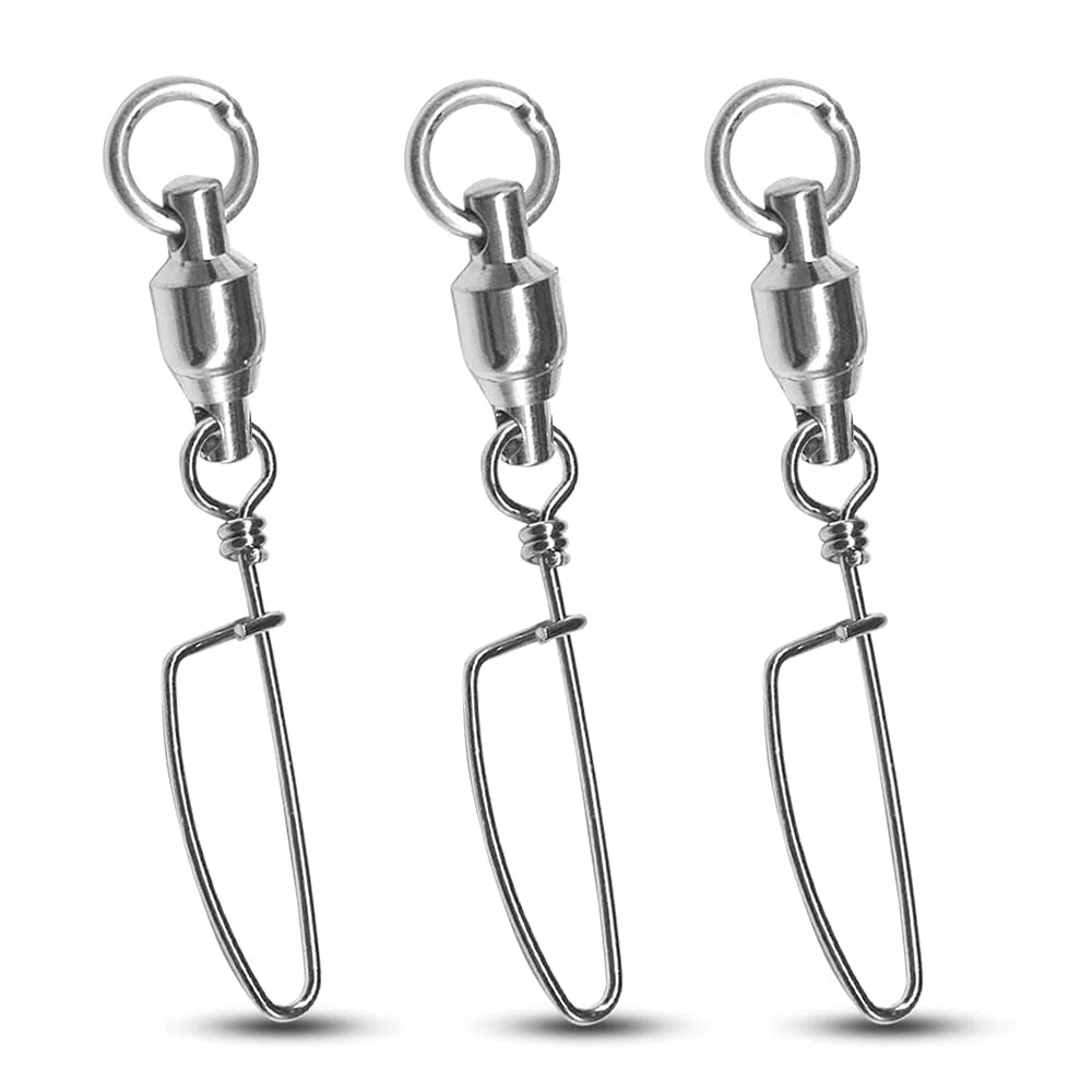 Atibin Girelle per cuscinetti da pesca a scatto in acqua salata in acciaio inox con chiusura a scatto girevole in acciaio per pesca rapida e connettore d'acqua dolce 50 pezzi 44,5 kg