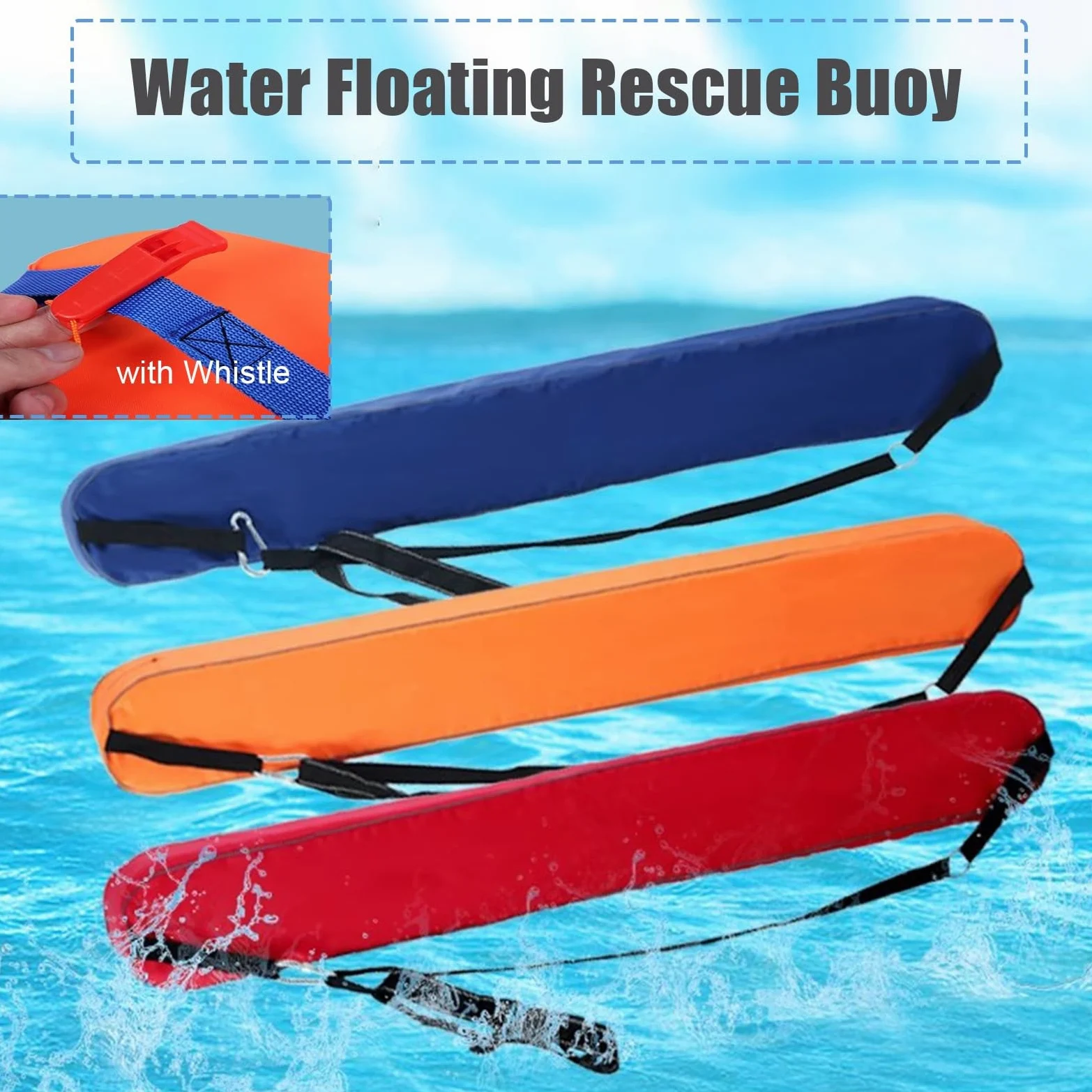 Confezione da 2 tubi di salvataggio per bagnini per adulti, attrezzatura di sicurezza per piscina con fischietto, 122,9 x 15 cm, per salvataggio in acqua all'aperto