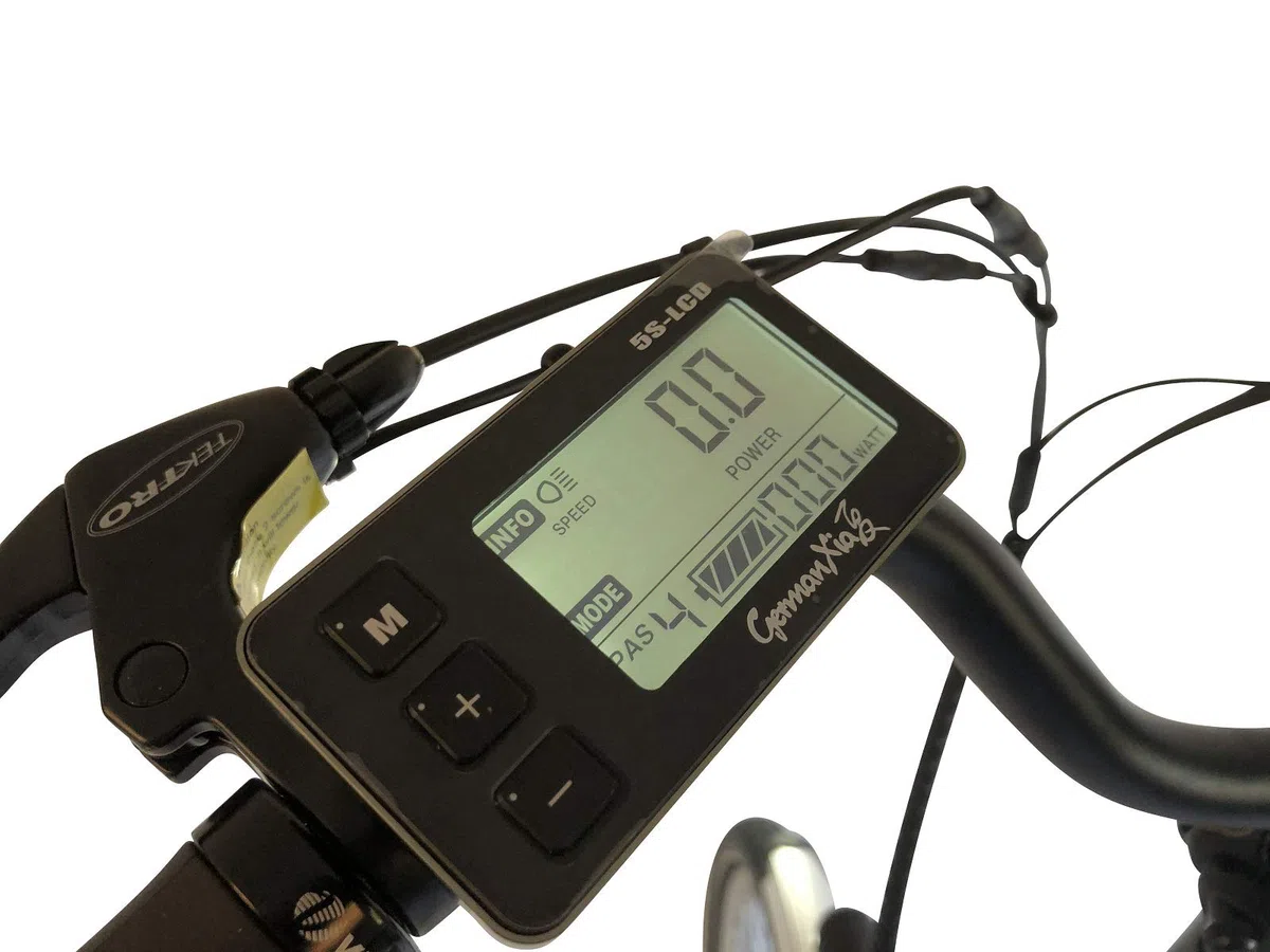 GermanXia Bicicletta elettrica pieghevole Mobilemaster Touring CH-15,6 7 G Shimano 20 pollici senza manopola del gas, eTurbo 250 Watt di azionamento HR, portata fino a 140 km secondo la StVZO