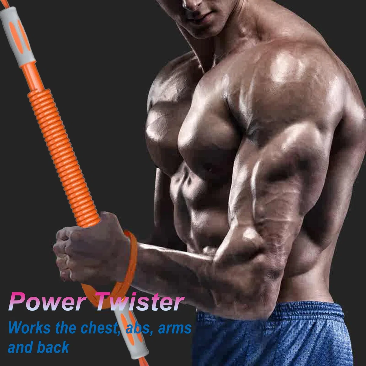 Power Twister, Resistenza a Scelta (40-100 kg), Manubrio Flessibile a Molla con Borsa Nera e Impugnatura in Gomma per Petto, Spalle, avambraccio, bicipiti e Braccia, difficoltà Media(70kg)