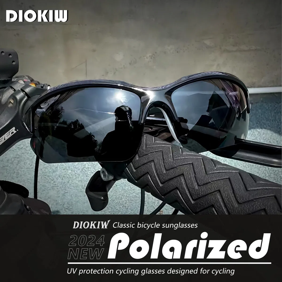 DioKiw Occhiali da sole sportivi polarizzati da uomo, protezione UV, leggeri, mezzo telaio