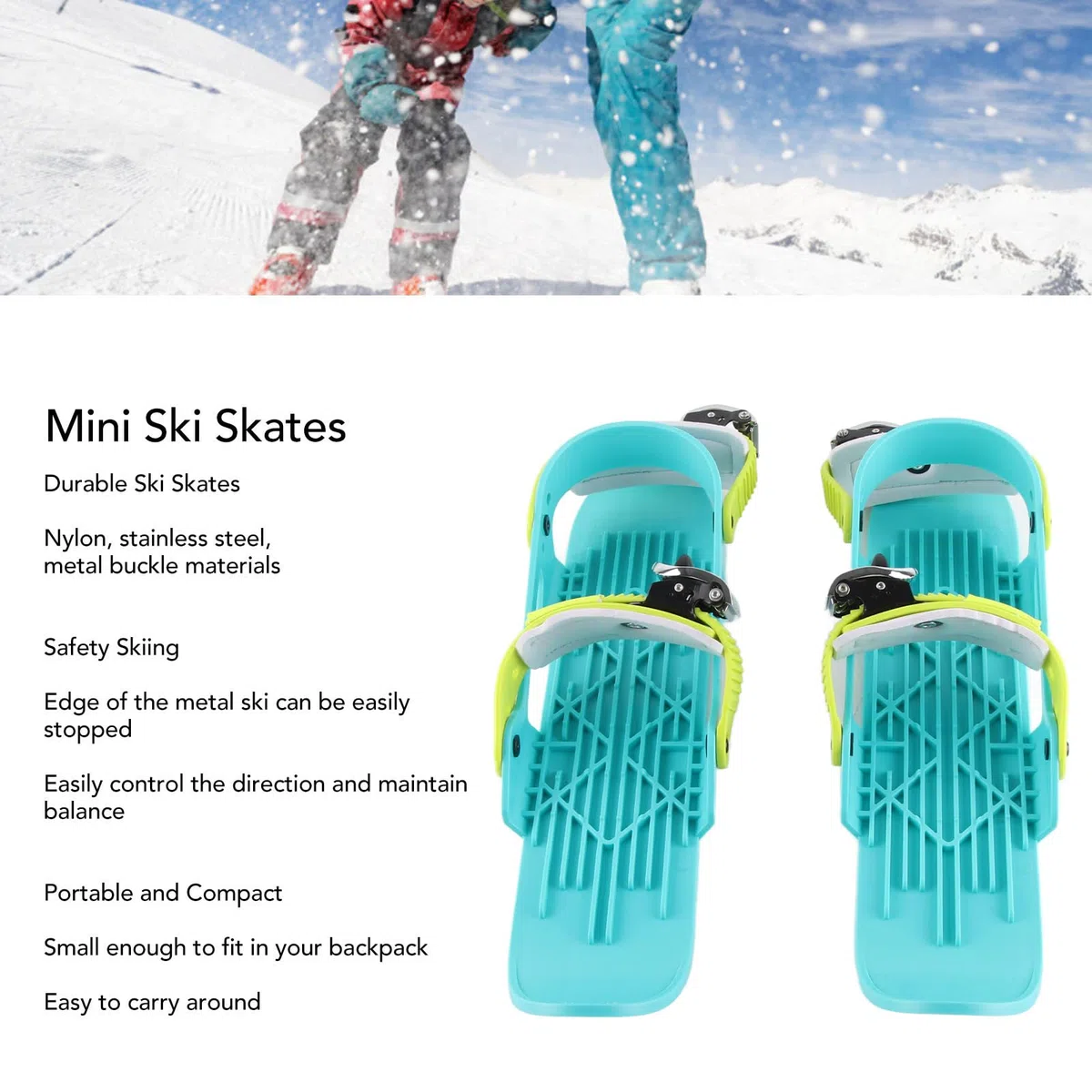 Mini Pattini da Sci, Mini Scarpe da Sci Regolabili, Mini Pattini da Sci Corti Leggeri, Skiboard Corto Compatto Universale per Pattinaggio di Hockey su Ghiaccio