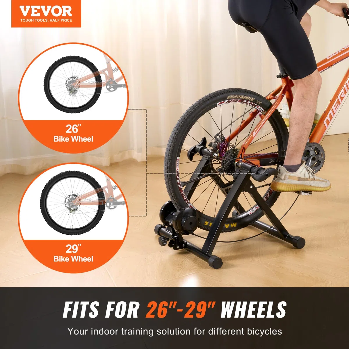 VEVOR Supporto per Allenamento Fisico, Supporto Magnetico per Cyclette per Ruote 26-29 Pollici, 8 Impostazioni di Resistenza, Portatile per Esercizi di Ciclismo Indoor, con Leva a Sgancio Rapido