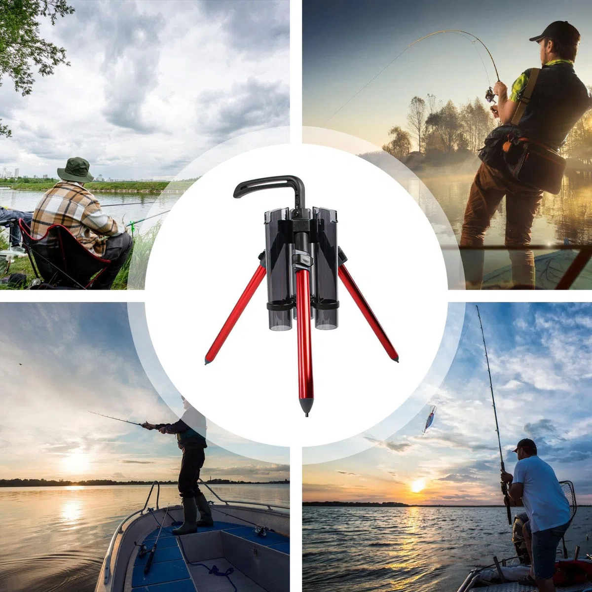 Porta canna da in piedi,per supporto per canna da per treppiede per da | addensata pieghevole portatile, organizer per canne per yacht marittimi, barche, 3 canne da