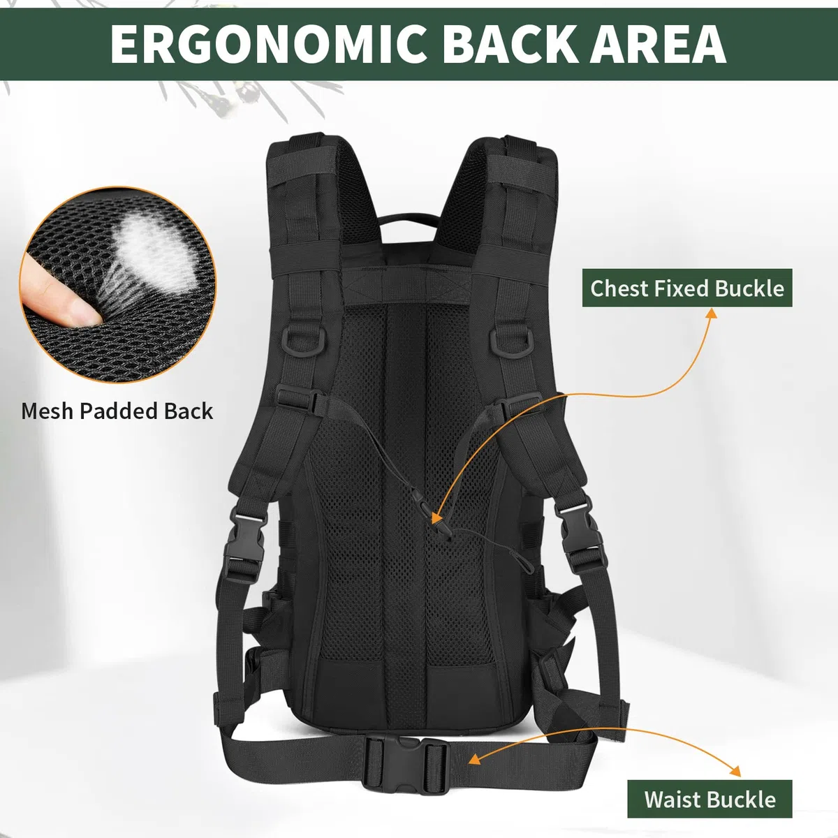 HUNTVP Mini Zaino 20L Uomo Tattico Militare 1000D Zainetto Molle per Sport Viaggio Ciclismo Campeggio Escursionismo