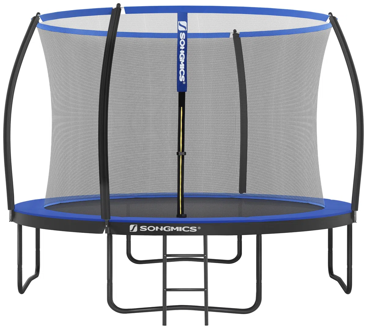 SONGMICS Trampolino per bambini, rete di protezione, cuscini di sicurezza, scala, telaio in acciaio