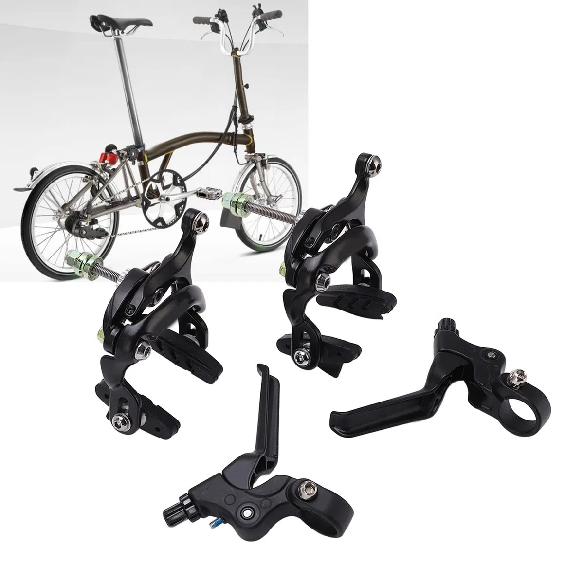 Changor Set Leve Freno Pinza Freno Bicicletta, Doppio Perno in Lega di Alluminio per Parti Modificate Bici Pieghevole