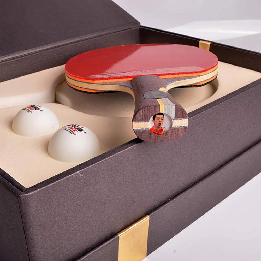 Racchetta da Ping-Pong, Mazza da Ping Pong Professionale, Racchetta Competizione con Custodia/Marrone/Manico Lungo(Blue,Short Handle)
